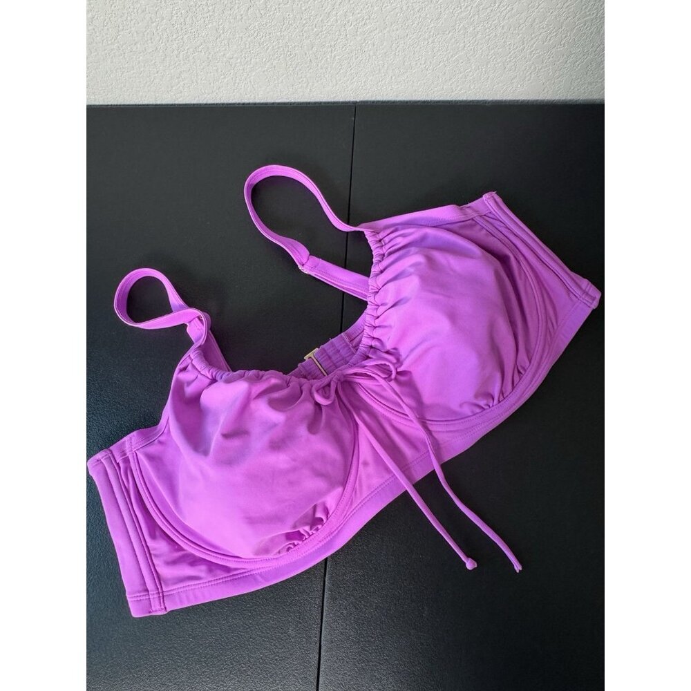 Wild Fable Purple Underwire Bikini Top Ruched‎ Front Tie Closure Size 24